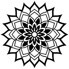 Minimal Contrast Mandala Vector Illustration on White Background