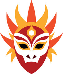 red mask on white background