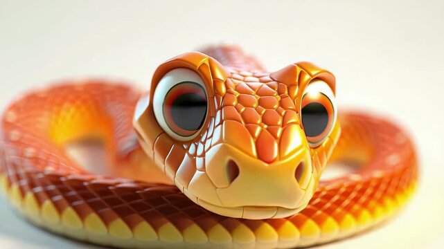 3d cartoon snake on a white background. Selective focus