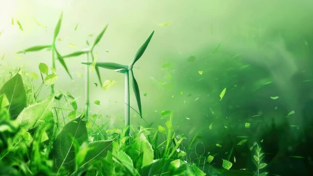 concept of nature conservation windmill energy from the air. Selective focus