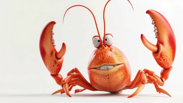 cartoon lobster on a white background. Selective focus