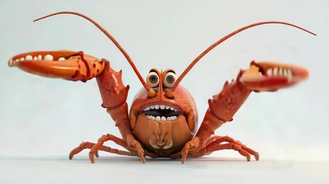 cartoon lobster on a white background. Selective focus