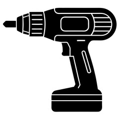 Electric drill silhouette vector illustration