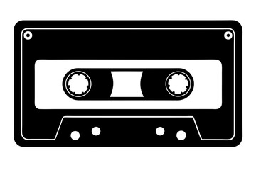 Fototapeta premium Black and white cassette tape illustration