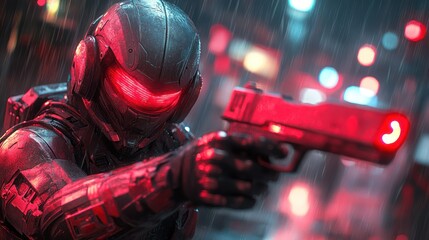 Futuristic soldier action illustration