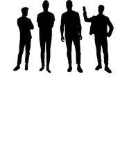 Silhouettes of guys models black color icons