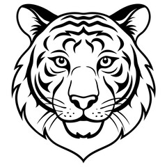 Minimal Elegant Tiger Head Vector Illustration on White Background