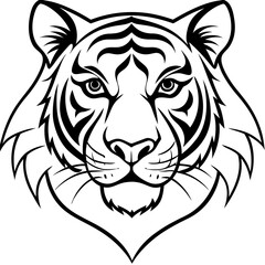 Minimal Elegant Tiger Head Vector Illustration on White Background