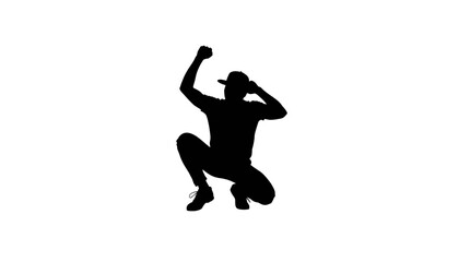 Obraz premium Silhouette of a person celebrating victory against a blank background 