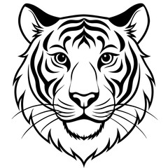 Minimal Elegant Tiger Head Vector Illustration on White Background