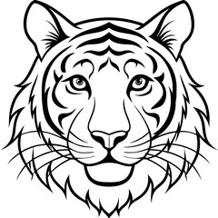 Minimal Elegant Tiger Head Vector Illustration on White Background