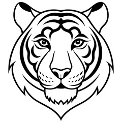 Minimal Elegant Tiger Head Vector Illustration on White Background