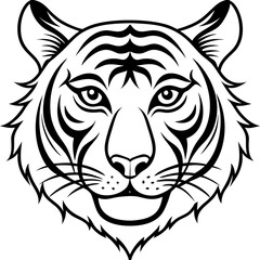Obraz premium Minimal Elegant Tiger Head Vector Illustration on White Background