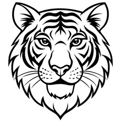 Minimal Elegant Tiger Head Vector Illustration on White Background
