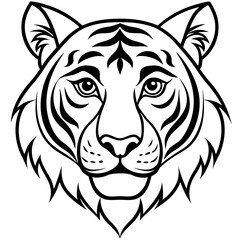Minimal Elegant Tiger Head Vector Illustration on White Background