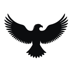 Obraz premium Silhouette of a soaring eagle with outstretched wings 