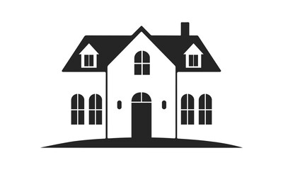 House silhouette, home icon, simple real estate logo, black house vector, residential design, vector illustration
