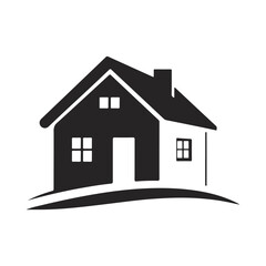 House silhouette, home icon, simple real estate logo, black house vector, residential design, vector illustration