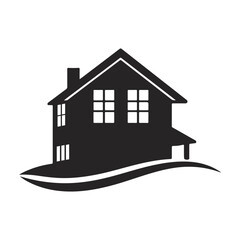 House silhouette, home icon, simple real estate logo, black house vector, residential design, vector illustration
