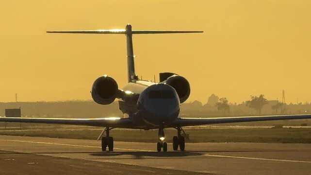 Taxiing Gulfstream Jet Late Afternoon 1