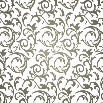 Gradient seamless floral pattern, floral scroll pattern or a foliate scroll pattern, Floral Elements,