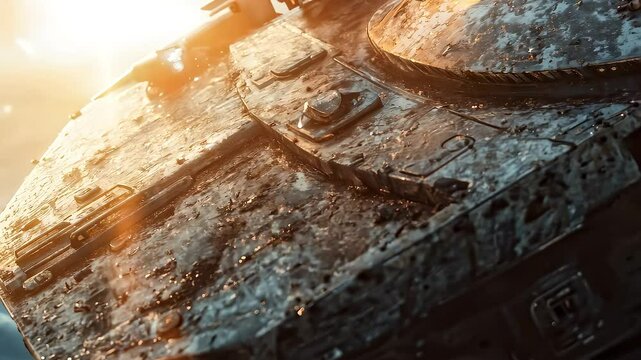 Close-up of tank armor surface