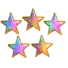 Obraz premium Holographic Star Rating on transparent background