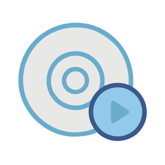 Obraz premium CD Disc with Play Button Icon Representing Optical Media and Music Playback
