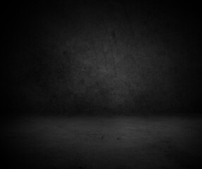 Dark black concrete floor and wall background