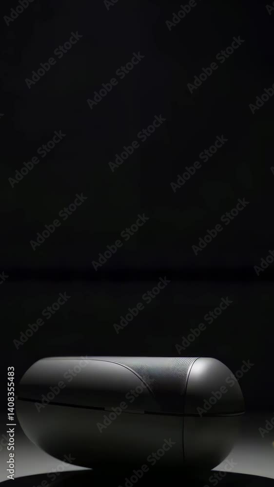 Poster dynamic led light transformation with sleek wireless earbuds in motion