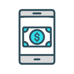 Digital Payment on Mobile Phone Icon Representing Mobile Wallet and Online Transaction