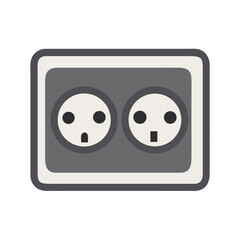 Fototapeta premium Double Socket Outlet Icon Representing Electrical Power Supply and Wall Plug