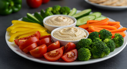 Delightful Vegetable Crudit?s with Creamy Hummus Dip For Healthy Snacking