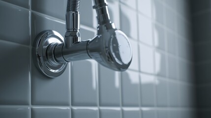 Plumber installing a new showerhead in a bathroom. Featuring precision and efficiency