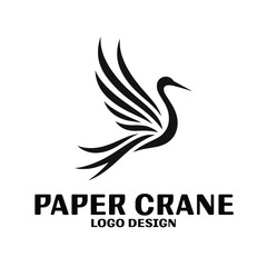 Obraz premium Paper Crane Vector Logo Design