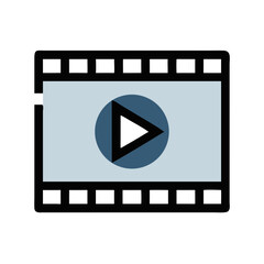 Film Strip with Play Button Icon Representing Video Playback and Media Viewing