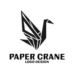 Naklejka premium Paper Crane Vector Logo Design
