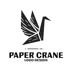 Obraz premium Paper Crane Vector Logo Design