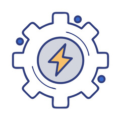 Obraz premium Gear with Bolt Icon Representing Power System and Mechanical Engineering