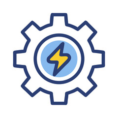 Gear with Bolt Icon Representing Power System and Mechanical Engineering
