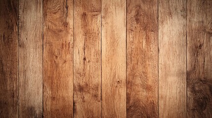 Naklejka premium Rustic Wood Plank Texture Background: Warm Brown Wooden Surface with Grain Detail for Crafts and Designs.