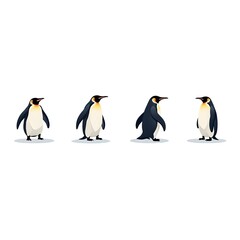 Fototapeta premium Set of Emperor Penguin Bird Icons Antartica Animal Polar Wildlife Winter Climate Change Zoo Nature Logo Vector Illustration