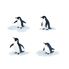Obraz premium Set of Penguin Winter Bird Icons Antartica Animal Polar Wildlife Cold Climate Change Zoo Nature Logo Vector Illustration