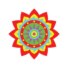 Abstract sun vector illustration featuring a mandala pattern with floral elements, a radiant symbol of summer light