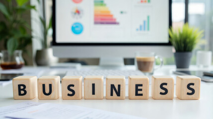 Business strategy with copy space, marketing concepts, office background