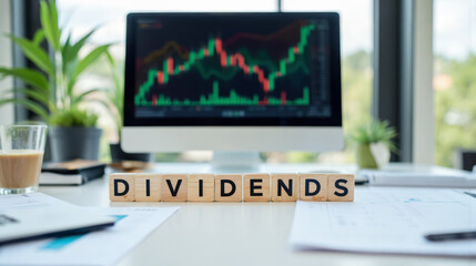 Financial growth investment concept with dividends and stock market analysis for business strategy