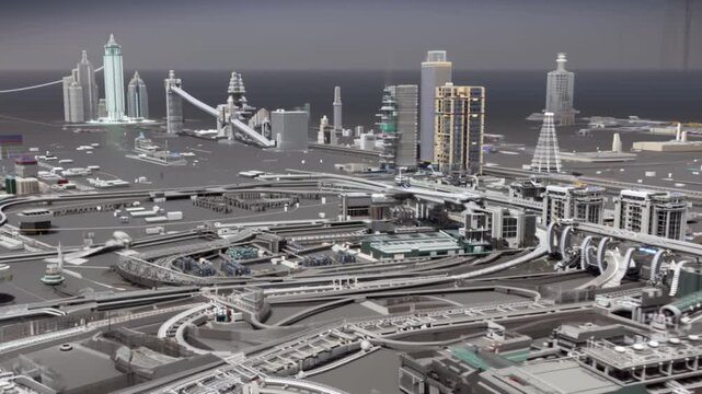 Time-lapse of a futuristic city being built by 3D printers.