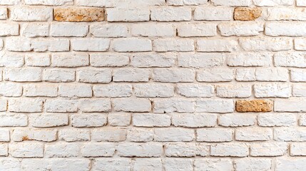 Fototapeta premium Textured White Brick Wall with Accent Bricks, Rustic Interior Design Element for Modern Backdrops and Creative Projects.