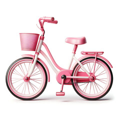 Pink kids bike isolated on a white background
