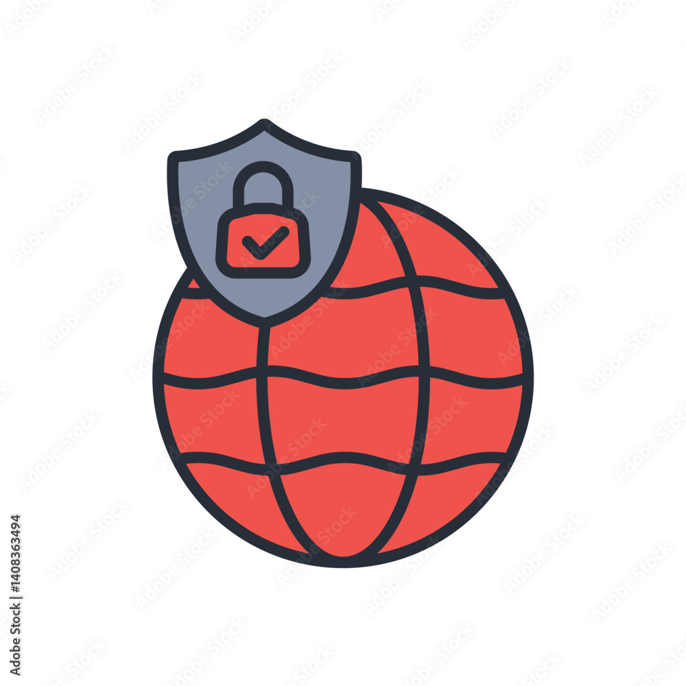 Poster internet security icon. vector.editable stroke.linear style sign for use web design,logo.symbol illu